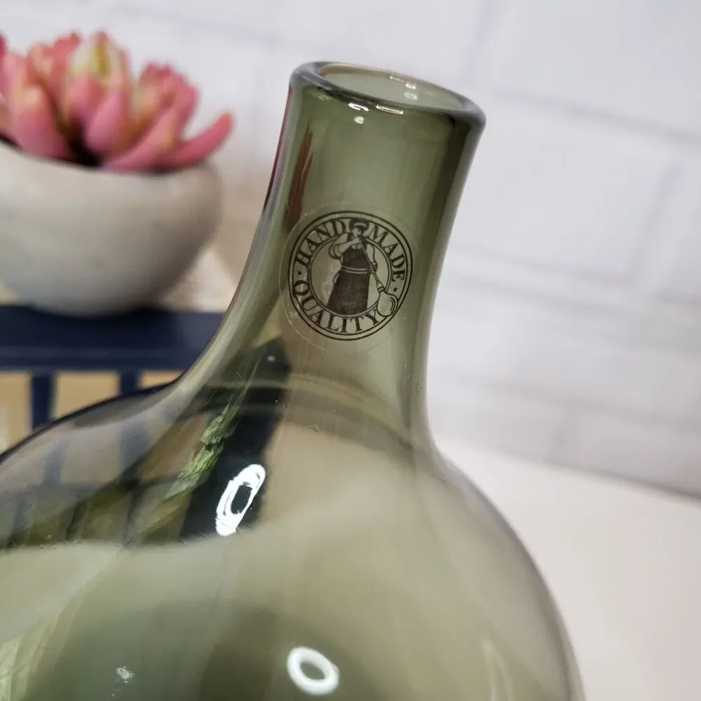 Vintage IKEA Salong Hand Blown Smoky Grey Glass Vase 8